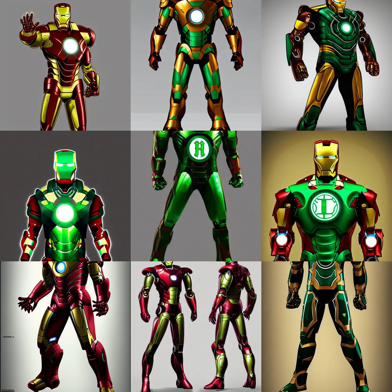 Prompt: boston celtics iron man suit, fantasy concept design, trending on artstation