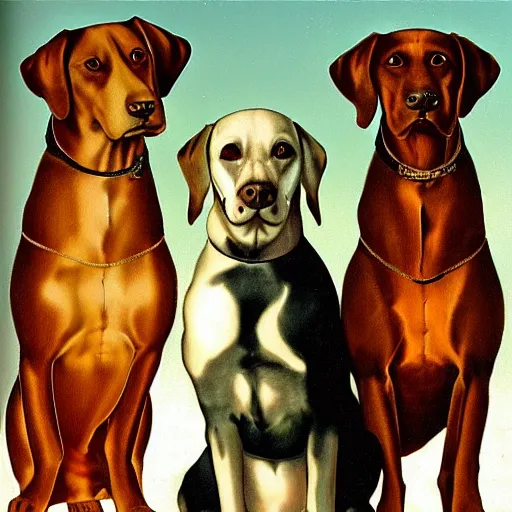 Prompt: holy Trinity as three dogs