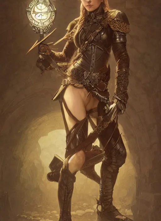 Prompt: a half elf in fireproof leather armor wearing a utility belt and goggles, D&D, fantasy, intricate, cinematic lighting, highly detailed, digital painting, artstation, concept art, smooth, sharp focus, illustration, art by Terry Moore and Greg Rutkowski and Alphonse Mucha