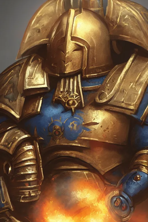 Prompt: armor portrait heros warhammer 4 0 k horus heresy fanart - the primarchs emperor by johannes helgeson animated with vfx concept artist & illustrator global illumination ray tracing hdr fanart arstation zbrush central hardmesh 8 k octane renderer comics