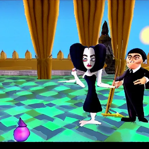Image similar to the addams family with swords, all winking, Nintendo 64 Screenshot