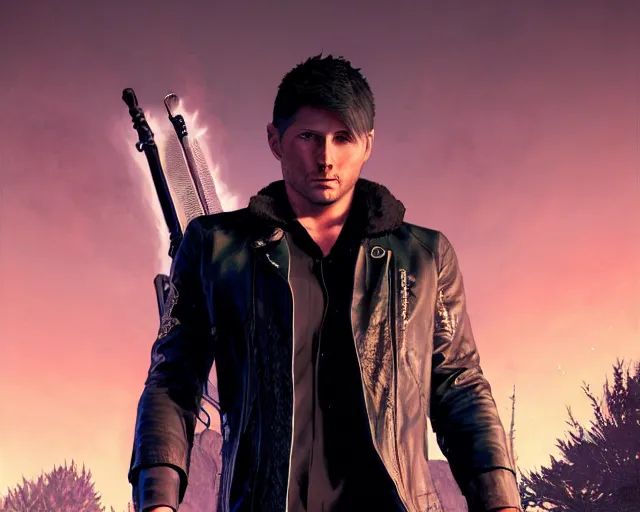 Prompt: highly detailed portrait of jensen ackles as dante from devil may cry 5, in gta v, stephen bliss, unreal engine, fantasy art by greg rutkowski, loish, rhads, ferdinand knab, makoto shinkai and lois van baarle, ilya kuvshinov, rossdraws, tom bagshaw, global illumination, radiant light, detailed and intricate environment