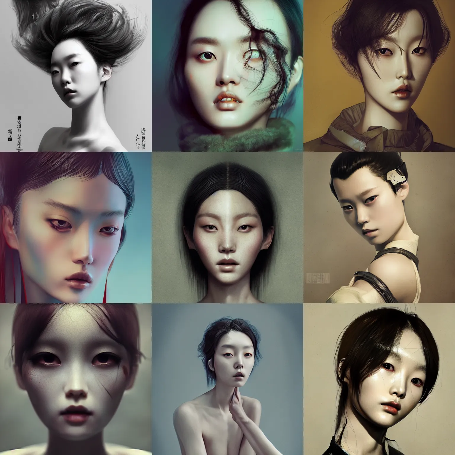 Prompt: lee jin - eun by irakli nadar, amano yoshitaka, jakub rebelka, vincent di fate, rule of thirds, seductive look, beautiful