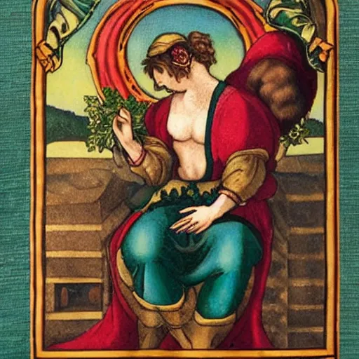 Prompt: a renaissance tarot reader in the style of Michelangelo