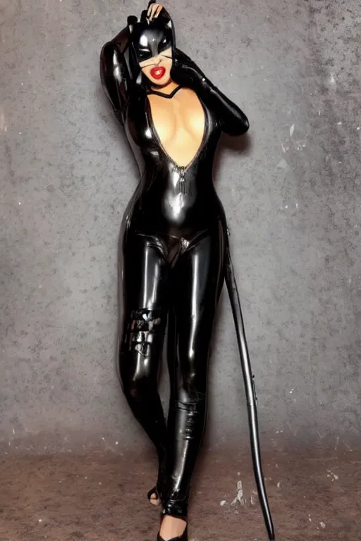 Image similar to anarkali akarsha in a latex like catwoman