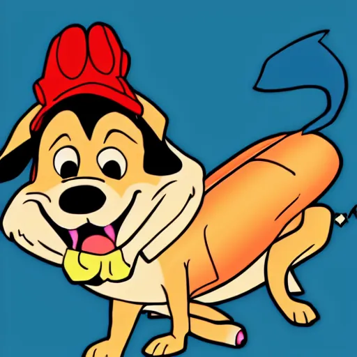 Image similar to of a dog in the style of disney!! cell shading style!! selling hot dogs on a sunny day