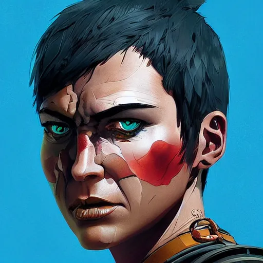 Image similar to face icon stylized minimalist mad max : fury road, loftis, cory behance hd by jesper ejsing, by rhads, makoto shinkai and lois van baarle, ilya kuvshinov, rossdraws global illumination