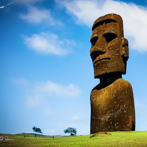 Image similar to moai statue , 8k , 4k , professional photography, award winning photo