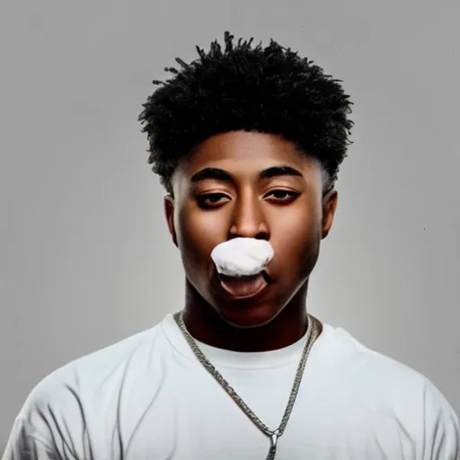 Image similar to rapper YoungBoy never broke again eating ice cream digital art 4K quality super realistic