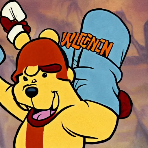 Image similar to winnie the poo, heman style