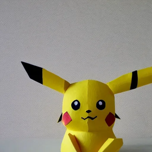 Prompt: Pikachu Sculpture made out of paper