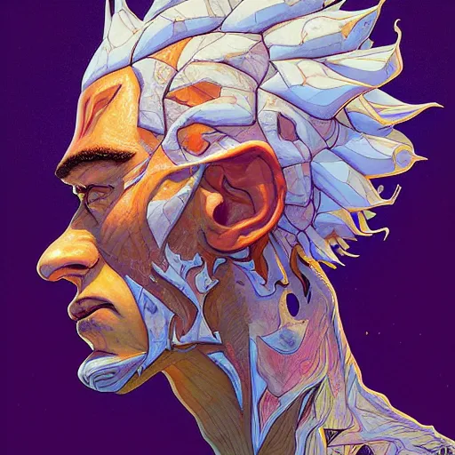 Prompt: humandesign mohawk projector portrait by gaston bussierre and charles vess and james jean and erik jones and rhads, inspired by rick and morty, epic, funny, huge scale, beautiful fine face features, intricate high details, sharp, ultradetailed