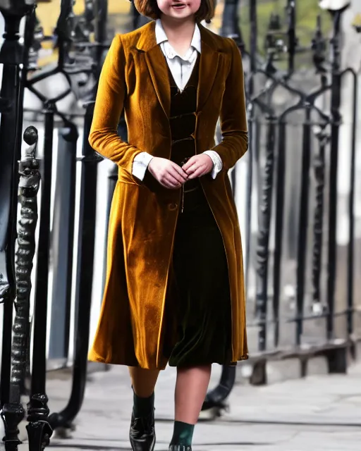 Image similar to Jenna Coleman as the Doctor, velvet coat, waistcoat