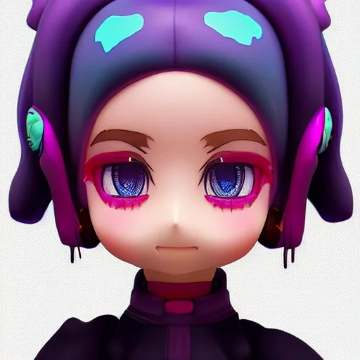 Image similar to a digital painting of a girl with a fish on her head, nendoroid 3 d, cyberpunk art by rosa lee, avetetsuya studios cgsociety, funk art, seapunk, anime aesthetic, rendered in maya