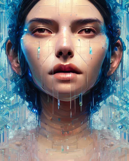 Prompt: portrait of a woman made out of crystals. intricate artwork, by tooth wu, wlop, beeple, dan mumford concept art, octane render, trending on artstation, greg rutkowski very coherent symmetrical artwork cinematic, key art, hyper realism, high detail, octane render, 8 k, iridescent accents