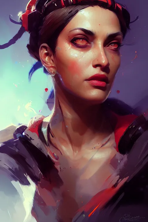 Prompt: epic portrait of jolyne cujoh by greg rutkowski, highly detailed portrait, scifi, digital painting, artstation, concept art, smooth, sharp foccus ilustration, artstation hq