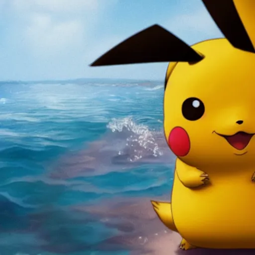 Image similar to Emma Watson as Pikachu in a bikini, hyper realistic, artstation, 8k resolution