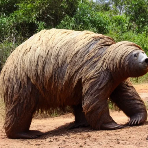 Prompt: giant ground sloth in africa