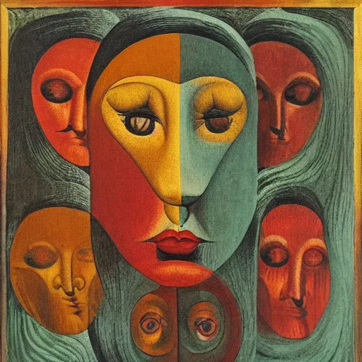 Image similar to floral face portrait by leonetto cappiello and wojciech siudmak and ernst fuchs, anni albers, oil on canvas