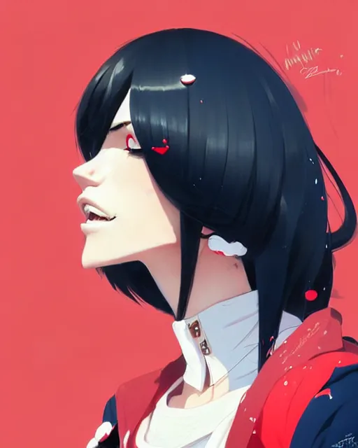 Image similar to a ultradetailed beautiful panting of a stylish woman wearing a sailor uniform, she has black hair, by conrad roset, greg rutkowski and makoto shinkai, trending on artstation