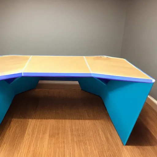 Image similar to a blue hexagonal desk