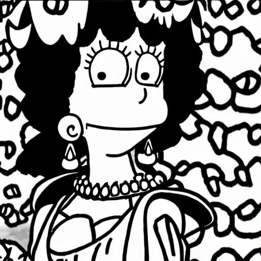 Image similar to medium close up shot of marge simpson from anime berserk drawn by eiichiro oda