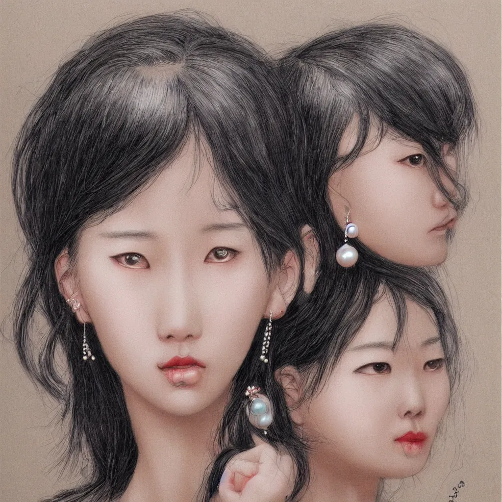 Prompt: girl with a pearl earringl, highly detailed, comicstyle, by leng jun.