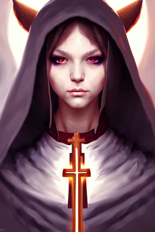 Prompt: Priest portrait by Artgerm and WLOP