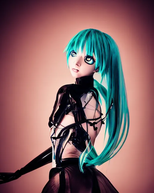 Image similar to official photo portrait of mature attractive Hatsune miku closeup tired and angry by Alex Ross giger sorayama frank miller trending on Flickr cinematic backlit smoke noir technoir shot with Leica zeiss