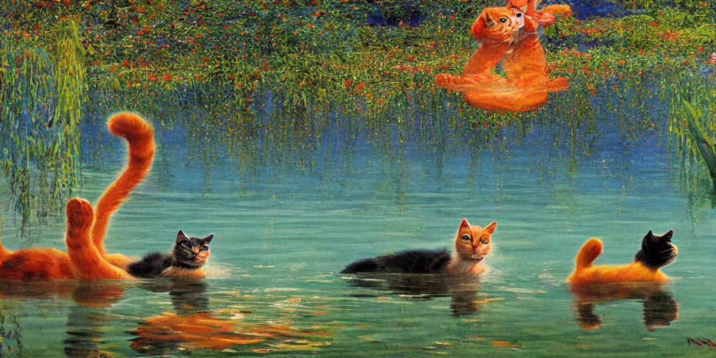 Image similar to cats swimming in a sri lankan lake by Nizovtsev, Victor