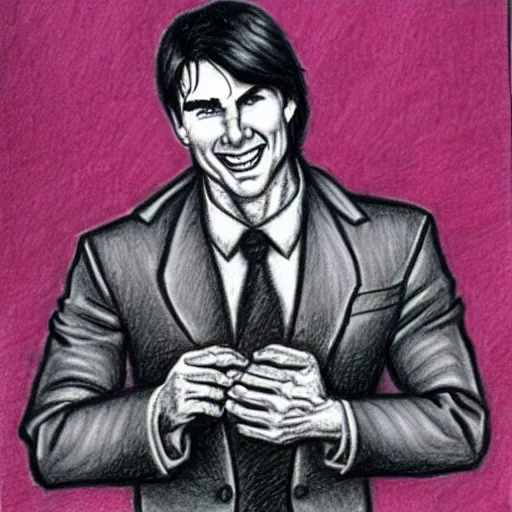 Image similar to a portrait drawing of Tom Cruise drawn by Robert Crumb