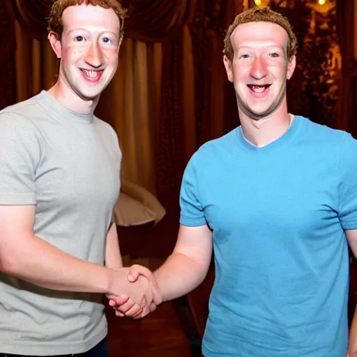 Image similar to Mark Zuckerberg happy to meet Mickey