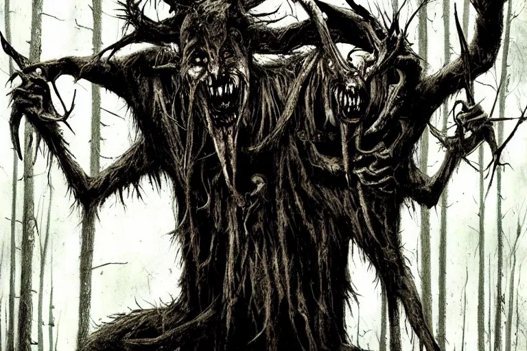 Image similar to mad wendigo in grim forest artwork by ben templesmith