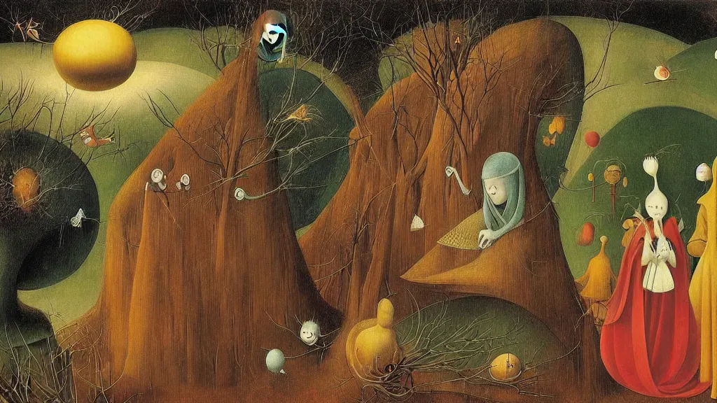 Image similar to a beautiful digital painting digital render of a landscape with strange weird creatures. remedios varo. hieronymus bosch. chiho aoshima. johfra bosschart