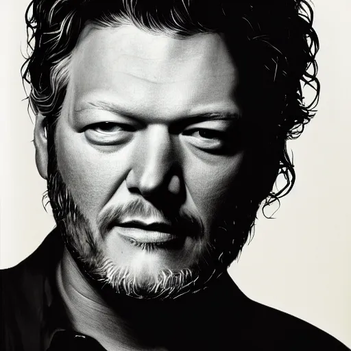 Image similar to portrait of blake shelton by chuck close