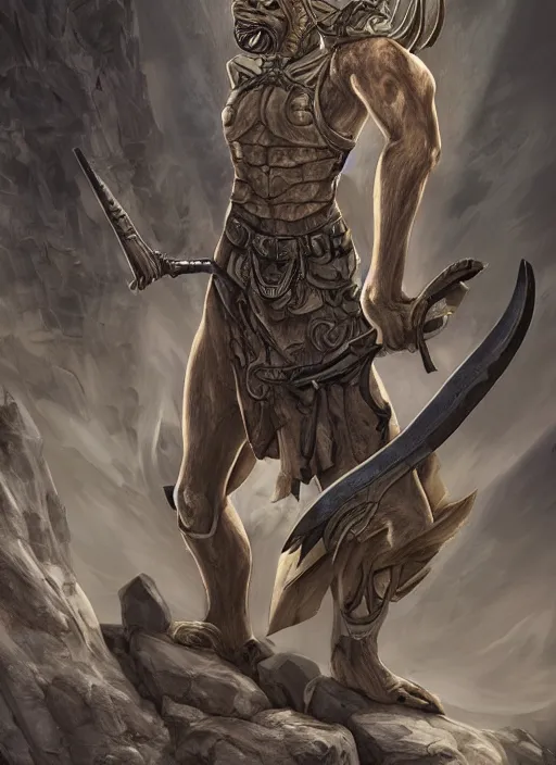 Image similar to caracal limestone soldier. living limestone statue. caracal anubis shroud. epic fantasy egypt caracal limestone man. dnd art menacing, fighter, overpowering, intricate, vsharp focus, ultra detailed, by leesha hannigan, ross tran, thierry doizon, kai carpenter, ignacio fernandez rios