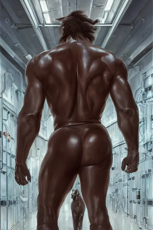 Prompt: splash art of a massively muscular anthro horse male test subject in a leather bodysuit, corridor of a research facility, full body, highly detailed, digital painting, trending on artstation, concept art, sharp smooth focus, illustration, art by artgerm and greg rutkowski and alphonse mucha