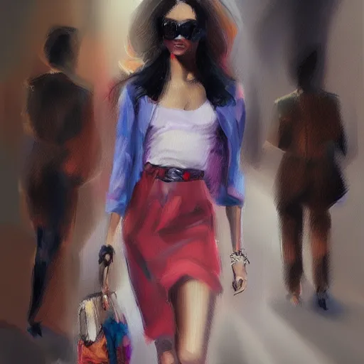 Facebook fashion, gucci catwalk, oil painting, digital, Stable Diffusion