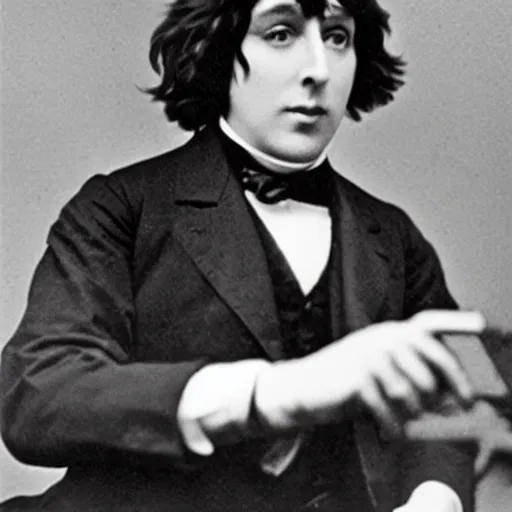 Prompt: oscar wilde taking a selfie