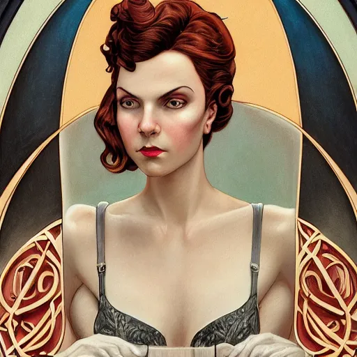 Image similar to an art nouveau, ( streamline moderne ), multi - ethnic and multi - racial portrait in the style of charlie bowater, and in the style of donato giancola and in the style of charles dulac. very large, clear, expressive and intelligent eyes. symmetrical, centered, ultrasharp focus, cinematic lighting, photorealistic digital painting, intricate detailed background.