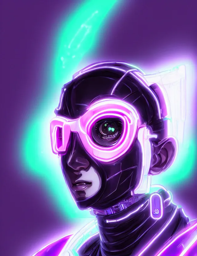 Image similar to a detailed manga portrait of a black haired man with a cybernetic body and face mask with glowing neon purple lights, trending on artstation, digital art, 4 k resolution, detailed, high quality, sharp focus, hq artwork, coherent, insane detail, character portrait