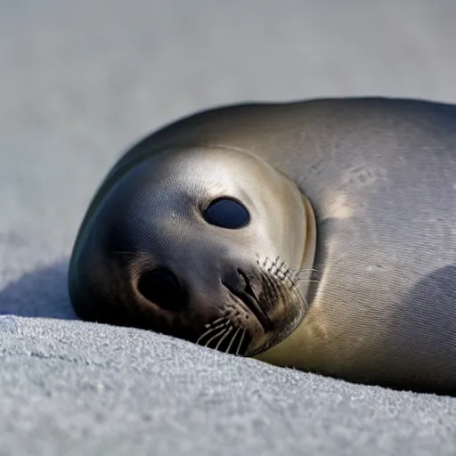 Prompt: a sleepy baby seal