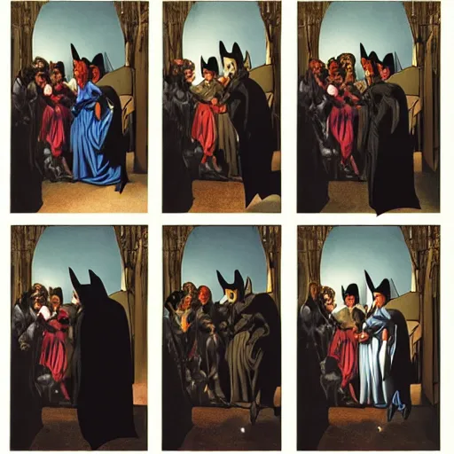 Prompt: batman surprises a woman, baroque painting