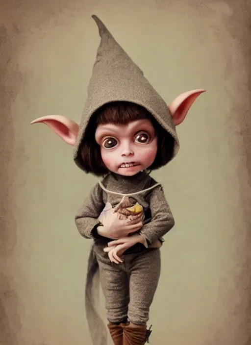 Image similar to medieval goblin as a Nicoletta Ceccoli doll, detailed digital art, trending on Artstation