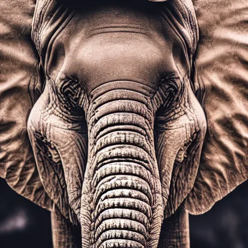 Image similar to [ [ [ elephant man ] ] ]!!! portrait, 4 k photorealism, trending on unsplash, shot by jimmy nelson