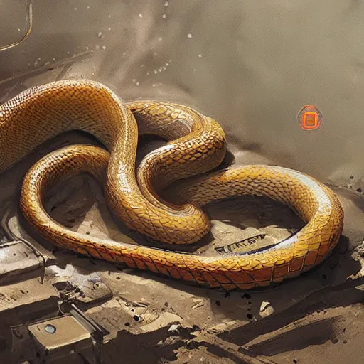 Prompt: a snake wearing a hazmat suit,digital art,realistic,art by greg rutkowski,highly detailed