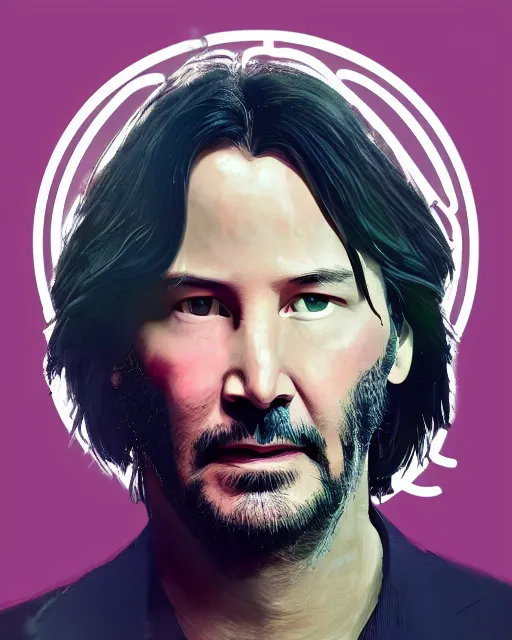Image similar to Keanu Reeves starring at the camera, neutral face, 4k, pastel colours, greek sculpture, by beeple, album cover, accurate
