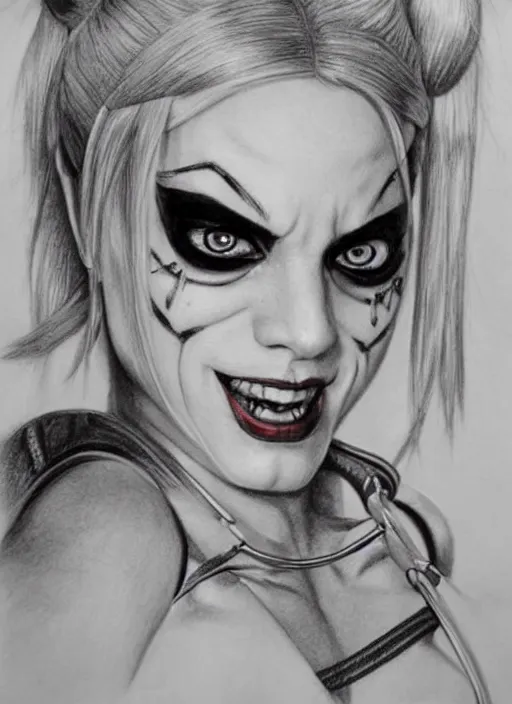 a pencil drawing of harley quinn, insanely detailed | Stable Diffusion ...