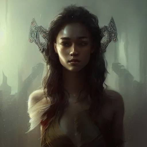 Prompt: portrait of Kyandi Kyandi, amazing splashscreen artwork, splash art, head slightly tilted, natural light, elegant, intricate, fantasy, atmospheric lighting, cinematic, matte painting, by Greg rutkowski