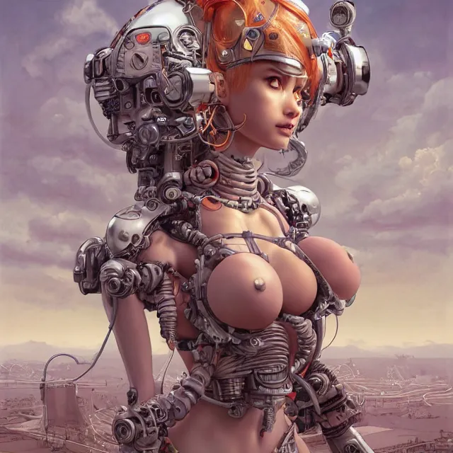 Prompt: the portrait of true neutral colorful female cyborg milk maid as absurdly beautiful, gorgeous, elegant, lactating robot, an ultrafine hyperdetailed illustration by kim jung gi, irakli nadar, intricate linework, bright colors, final fantasy, unreal engine 5 highly rendered, global illumination, radiant light, detailed and intricate environment